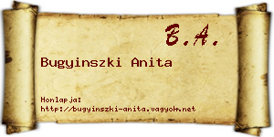 Bugyinszki Anita névjegykártya